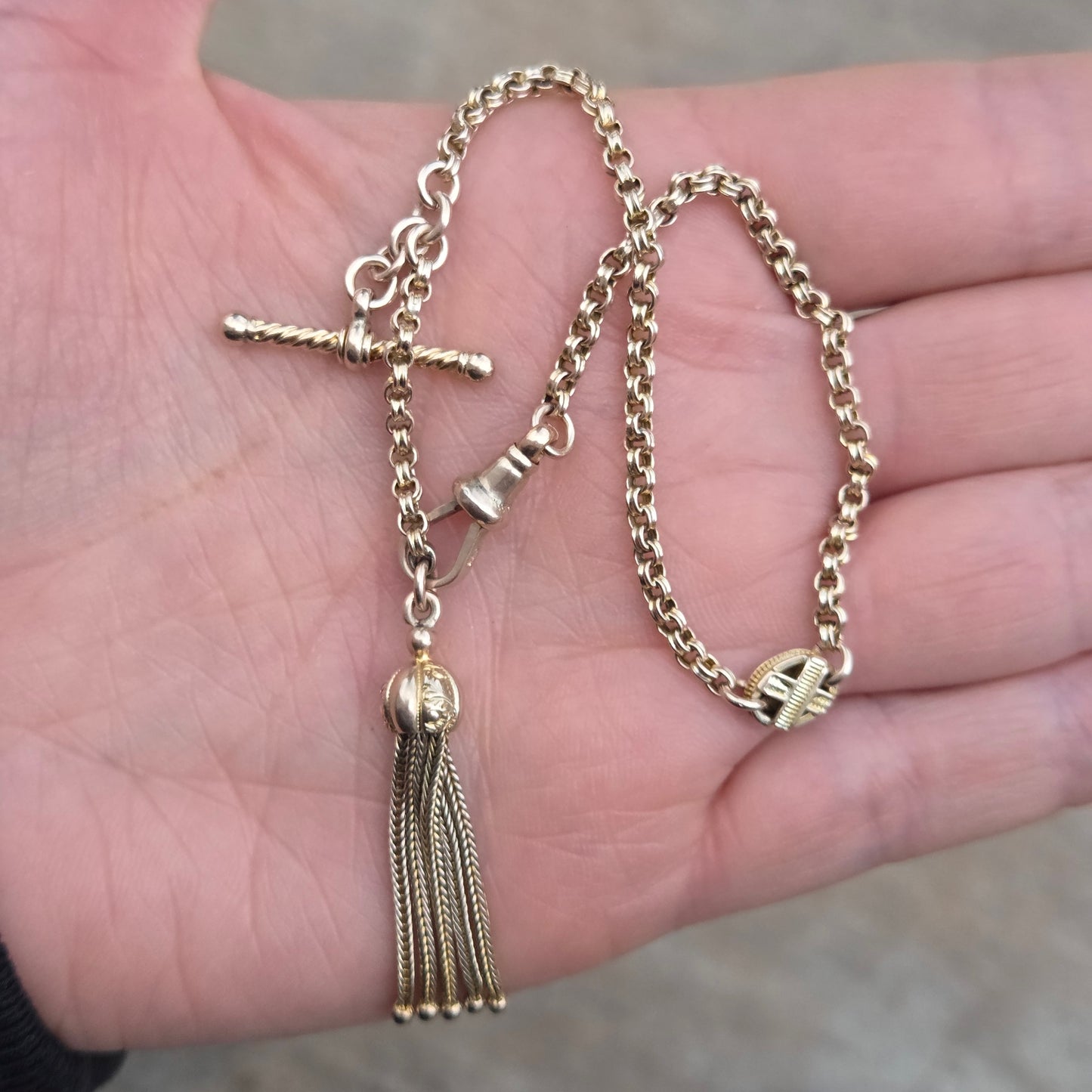 Antique Victorian Solid 7.2ct Gold Fancy Albertina Watch Chain Bracelet 8.6''
