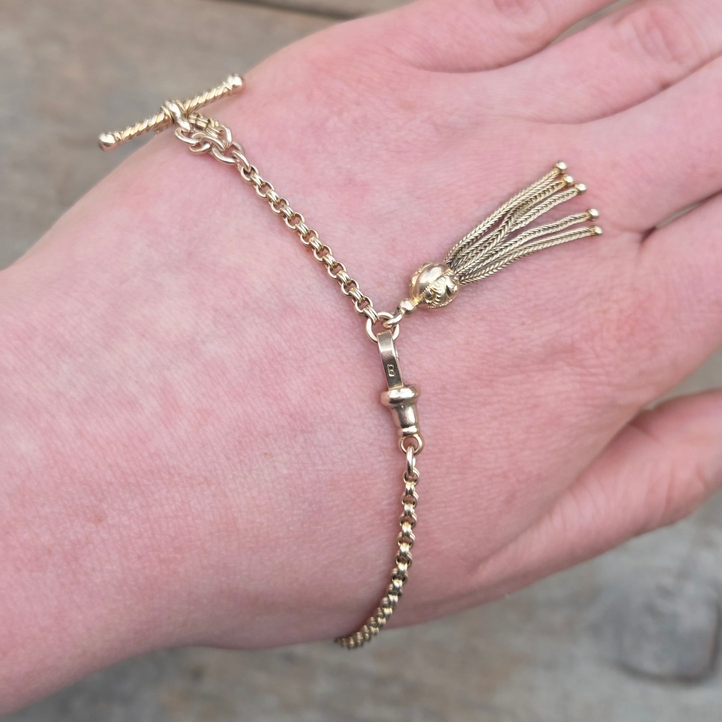 Antique Victorian Solid 7.2ct Gold Fancy Albertina Watch Chain Bracelet 8.6''