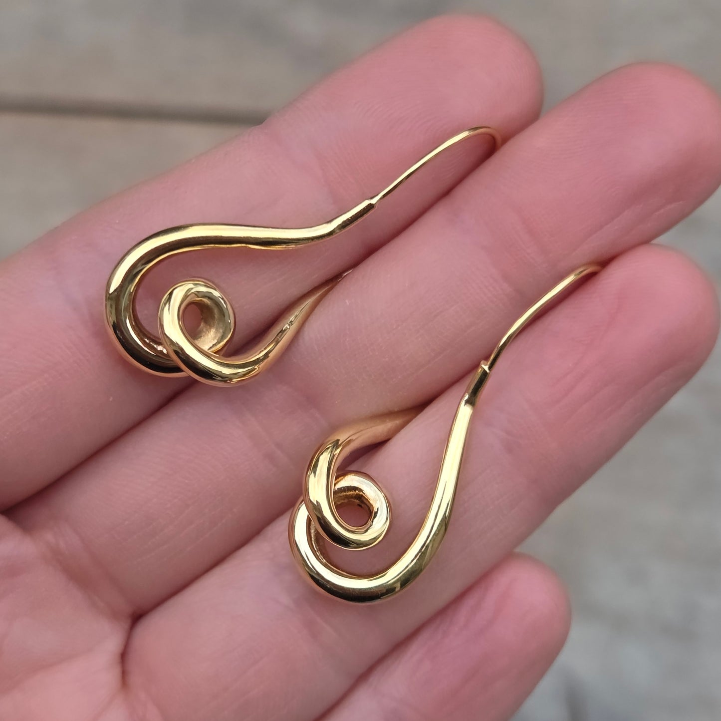 Vintage Franz Breuning Hallmarked Solid 14ct 14k Gold Large Swirl Hoop Earrings Hoops 3.45g