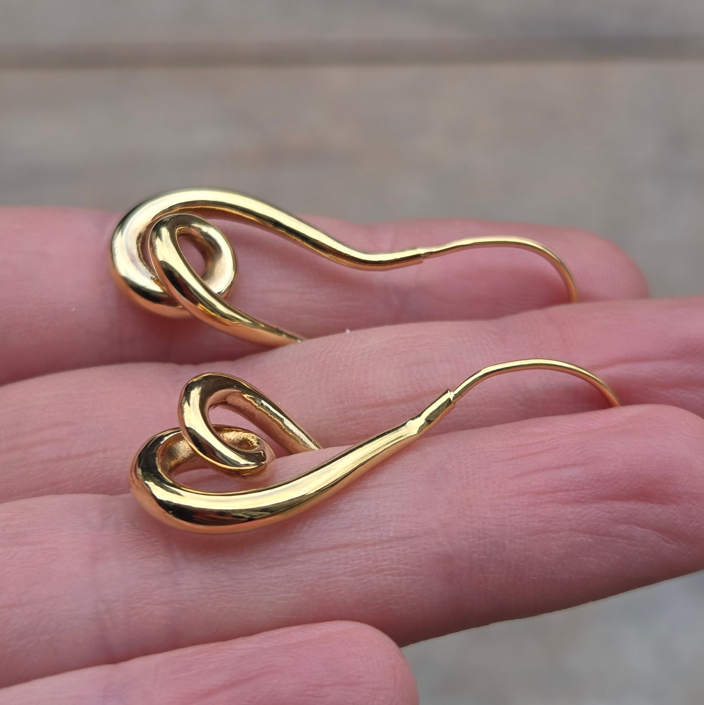 Vintage Franz Breuning Hallmarked Solid 14ct 14k Gold Large Swirl Hoop Earrings Hoops 3.45g