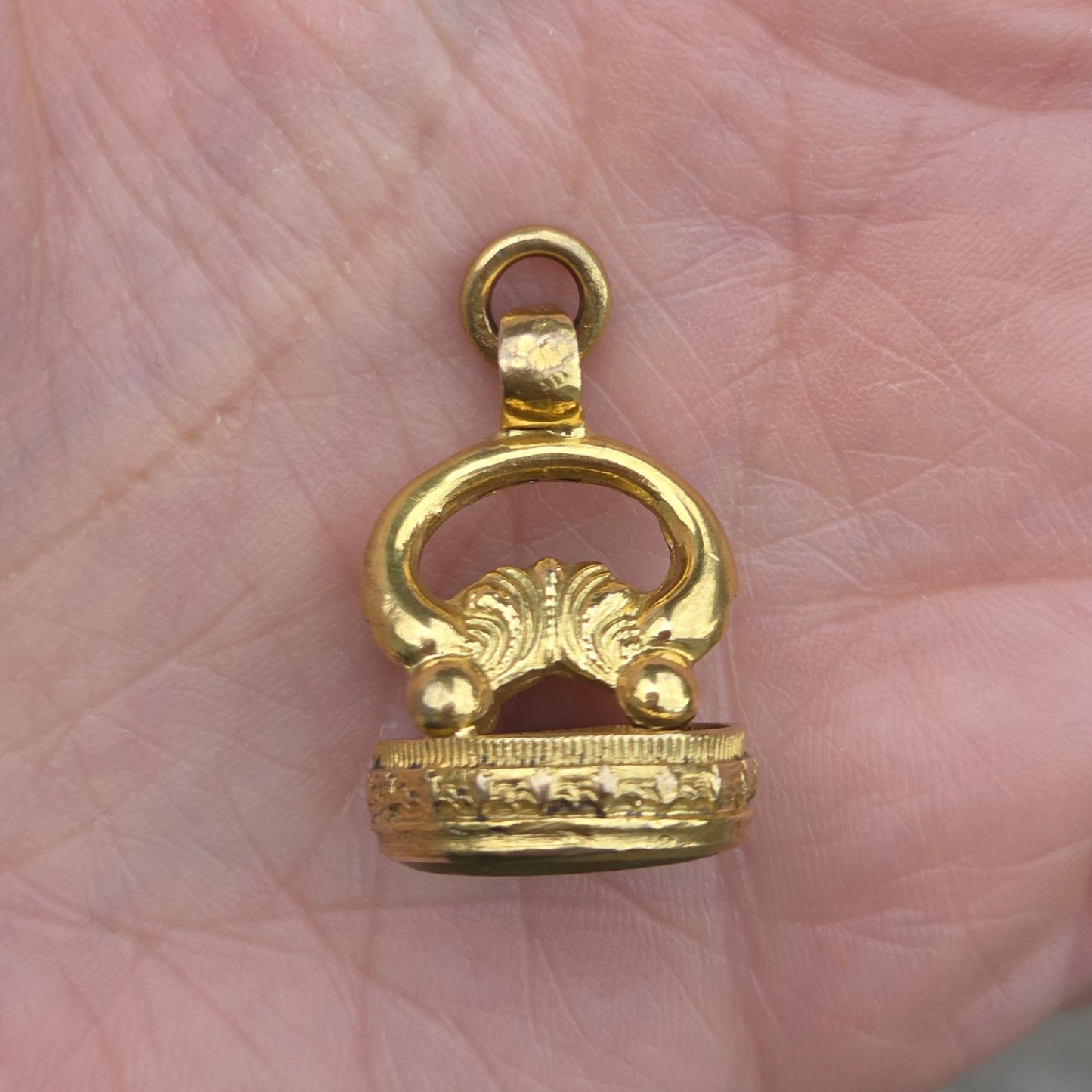 Antique Georgian Victorian Masonic Gold Pinchbeck Engraved Intaglio Wax Seal Watch Fob Pendant