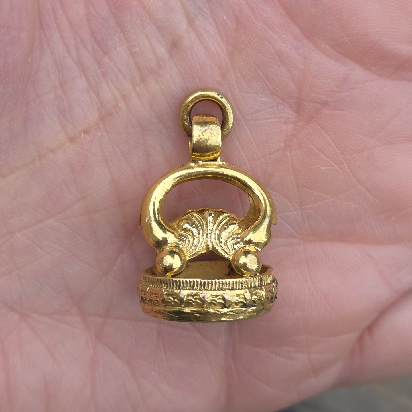 Antique Georgian Victorian Masonic Gold Pinchbeck Engraved Intaglio Wax Seal Watch Fob Pendant
