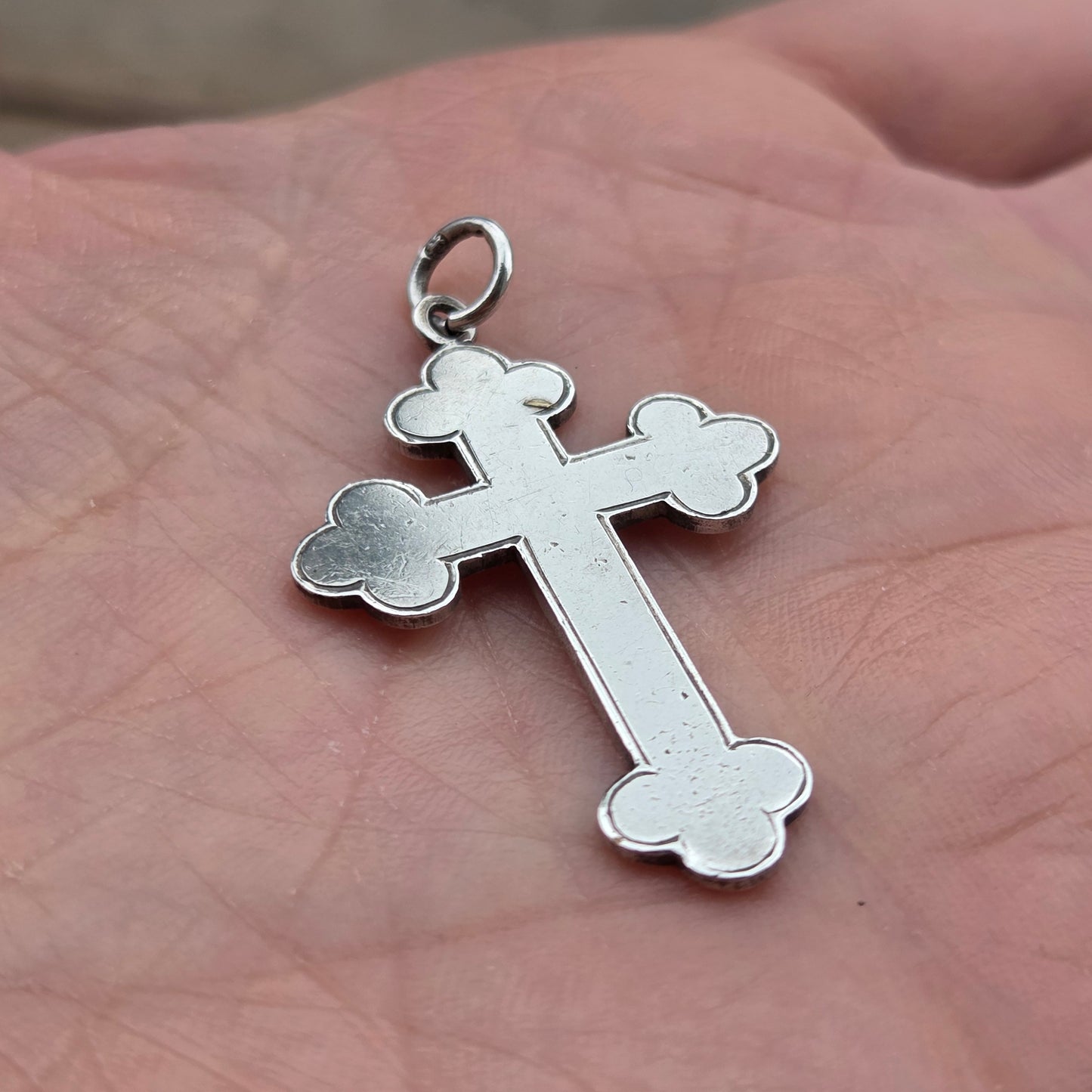 Antique 1912 Hallmarked Solid Sterling Silver Large Cross Pendant for Neclace Chain