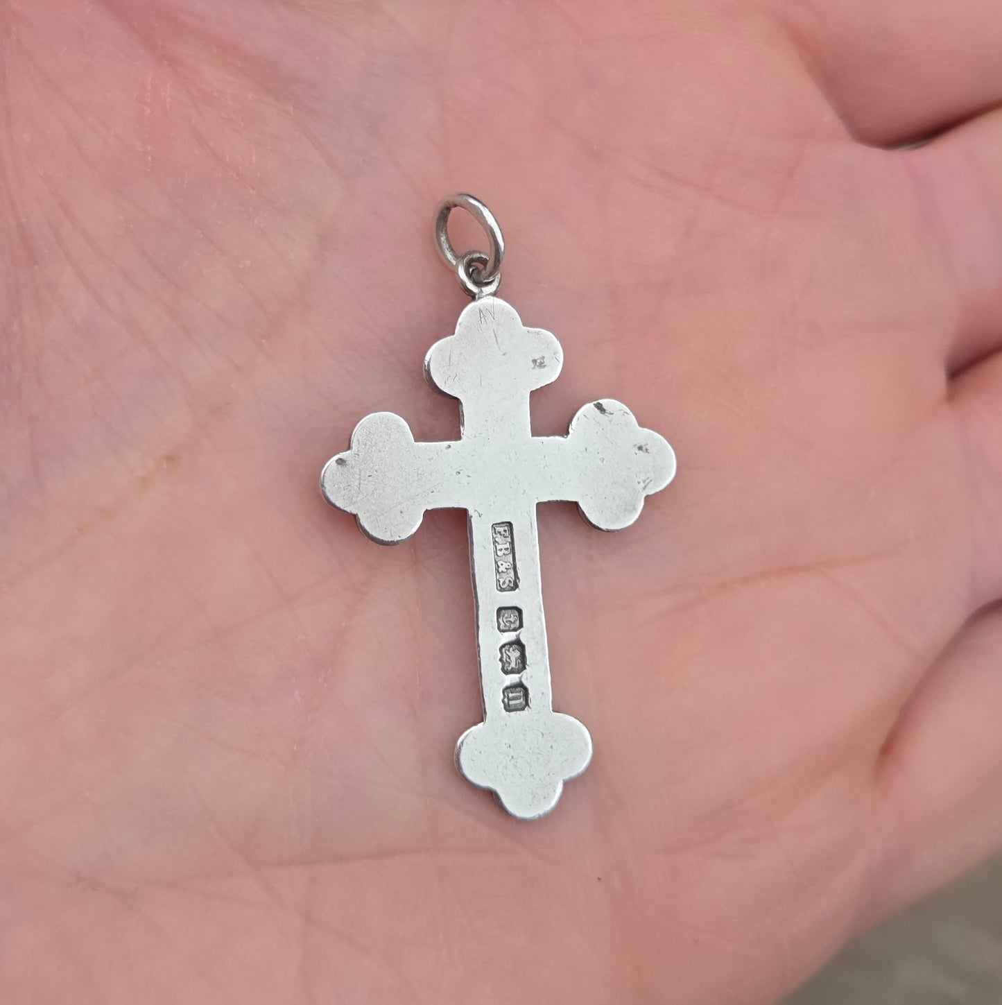 Antique 1912 Hallmarked Solid Sterling Silver Large Cross Pendant for Neclace Chain