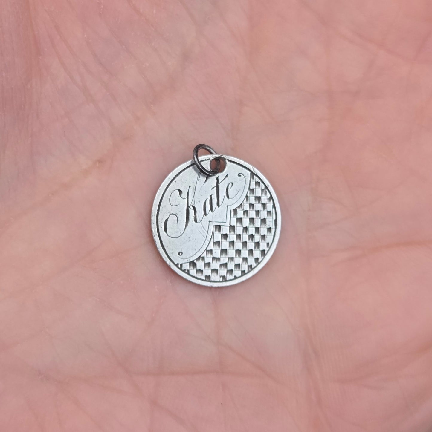 Antique Victorian Solid Silver Kate Love Token Threepenny Bit Coin Medallion Pendant