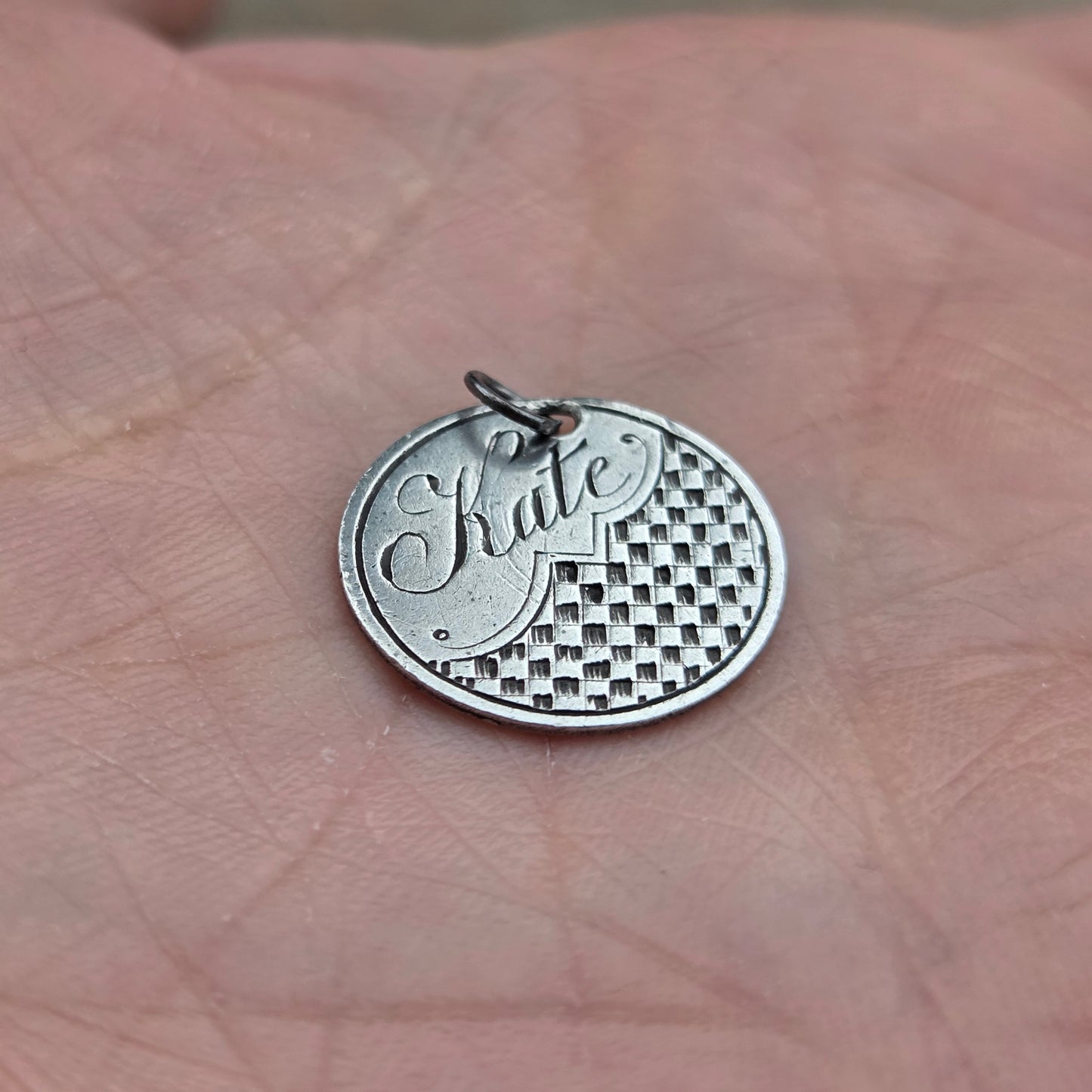 Antique Victorian Solid Silver Kate Love Token Threepenny Bit Coin Medallion Pendant