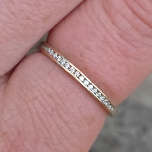 Vintage Hallmarked Solid 14ct 14k Gold Glass Paste Eternity Ring Size O