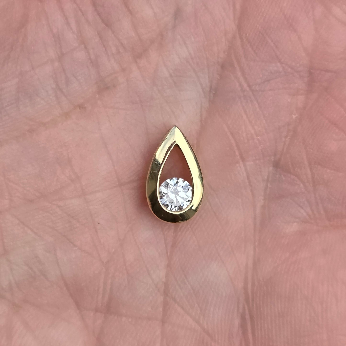 Vintage English Hallmarked Solid 18ct 18k Gold 0.25Ct Diamond Tear Drop Pendant