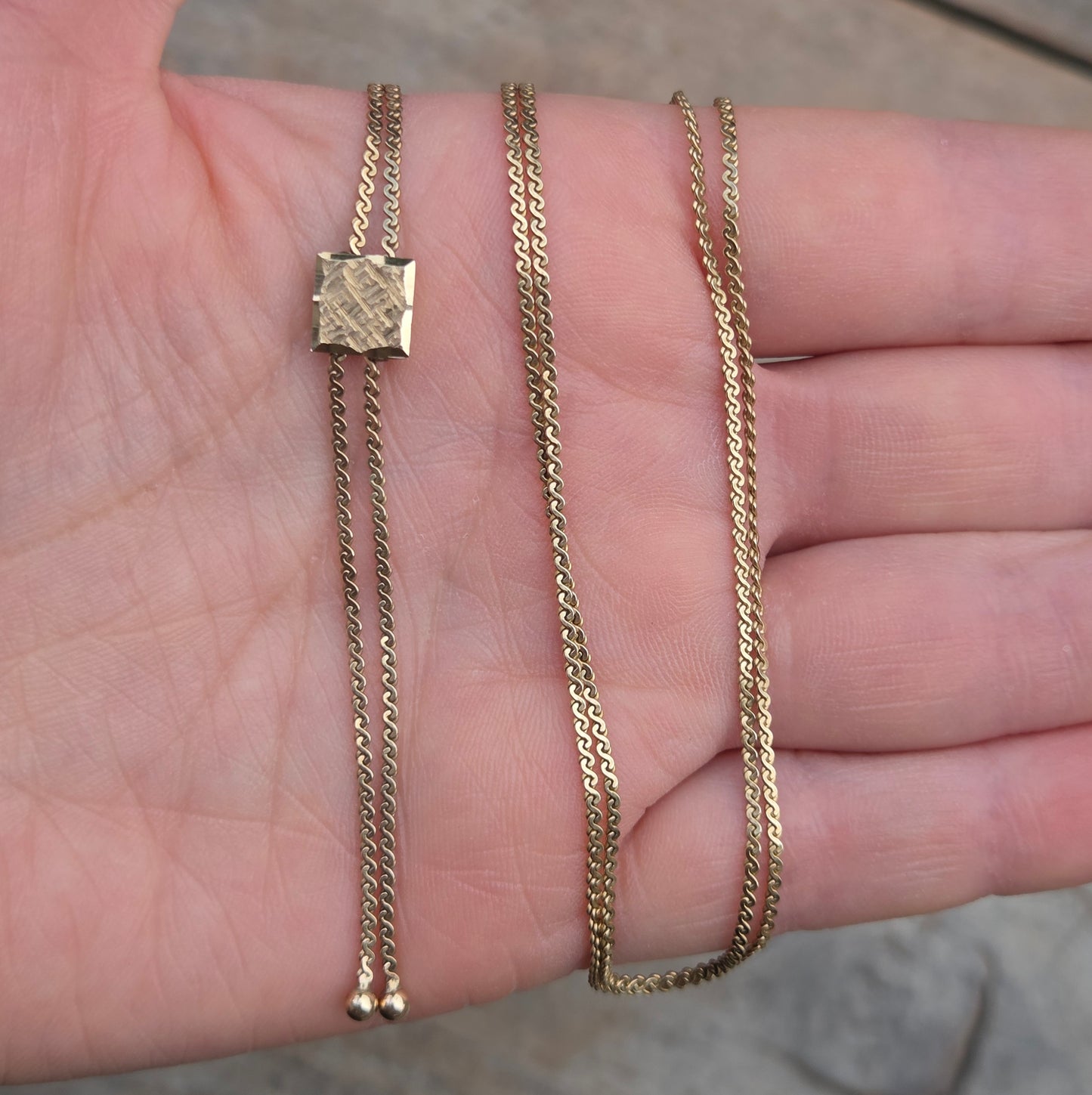 Vintage 1981 Hallmarked Solid 9ct 9k Gold S Link Adjustable Lariat Chain Necklace 29''