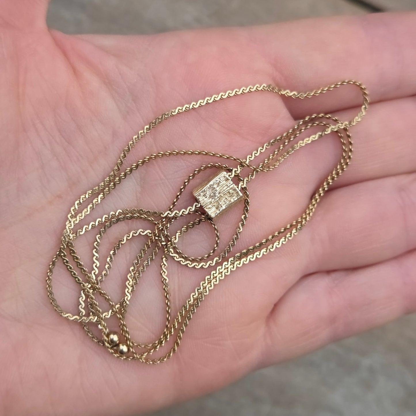 Vintage 1981 Hallmarked Solid 9ct 9k Gold S Link Adjustable Lariat Chain Necklace 29''