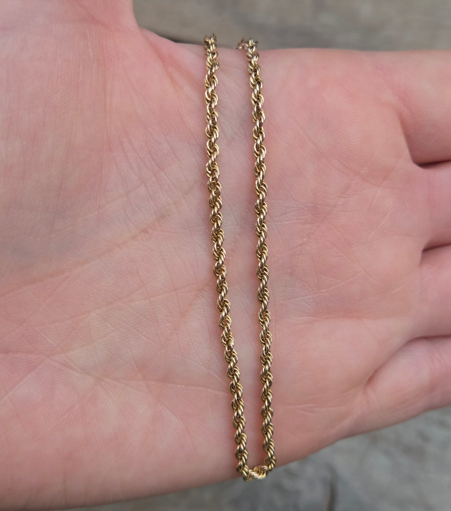 Vintage 1983 Hallmarked Solid 9ct 9k Gold Rope Chain Bracelet 7.5''