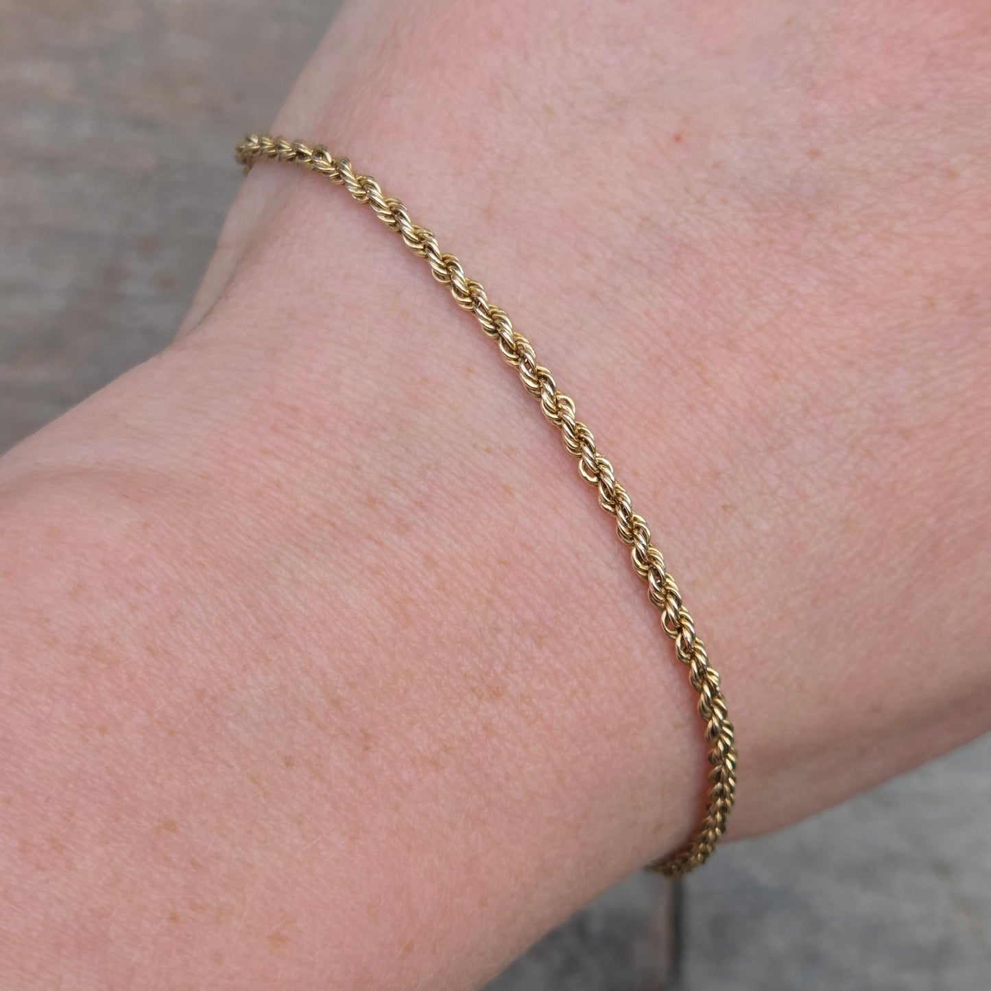 Vintage 1983 Hallmarked Solid 9ct 9k Gold Rope Chain Bracelet 7.5''