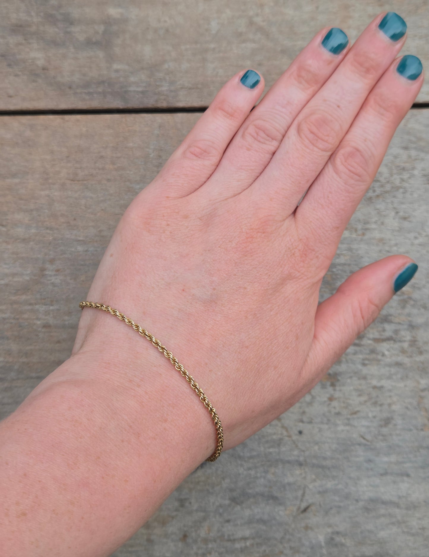 Vintage 1983 Hallmarked Solid 9ct 9k Gold Rope Chain Bracelet 7.5''