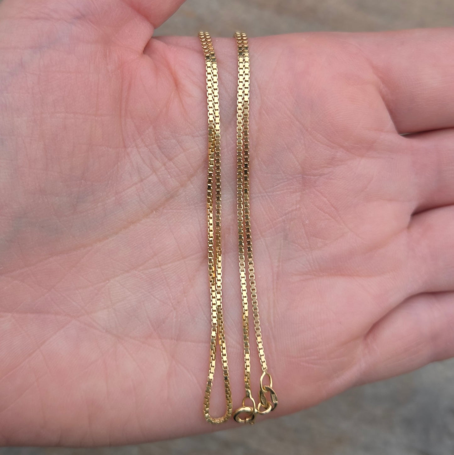 Vintage 1980's Italy Hallmarked Solid 18ct 18k Gold Box Chain Necklace 19.75''