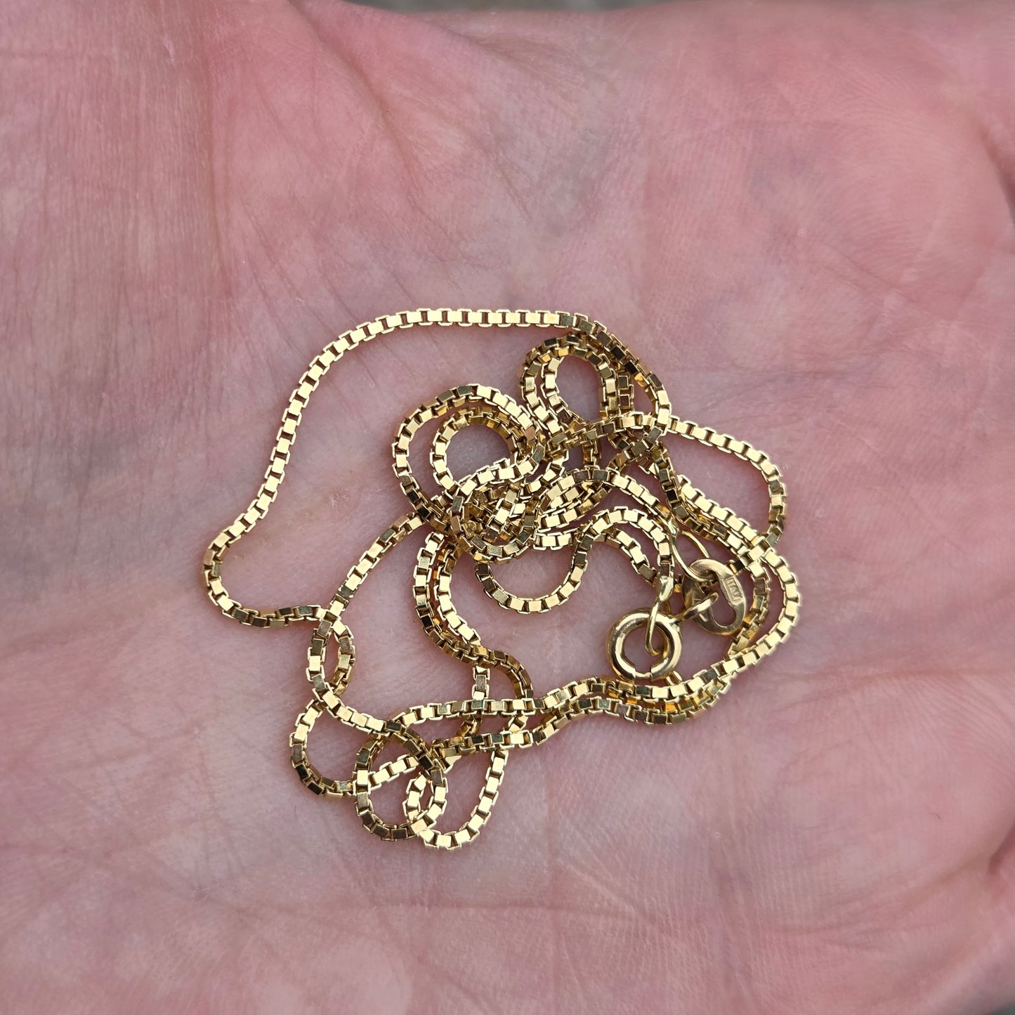 Vintage 1980's Italy Hallmarked Solid 18ct 18k Gold Box Chain Necklace 19.75''