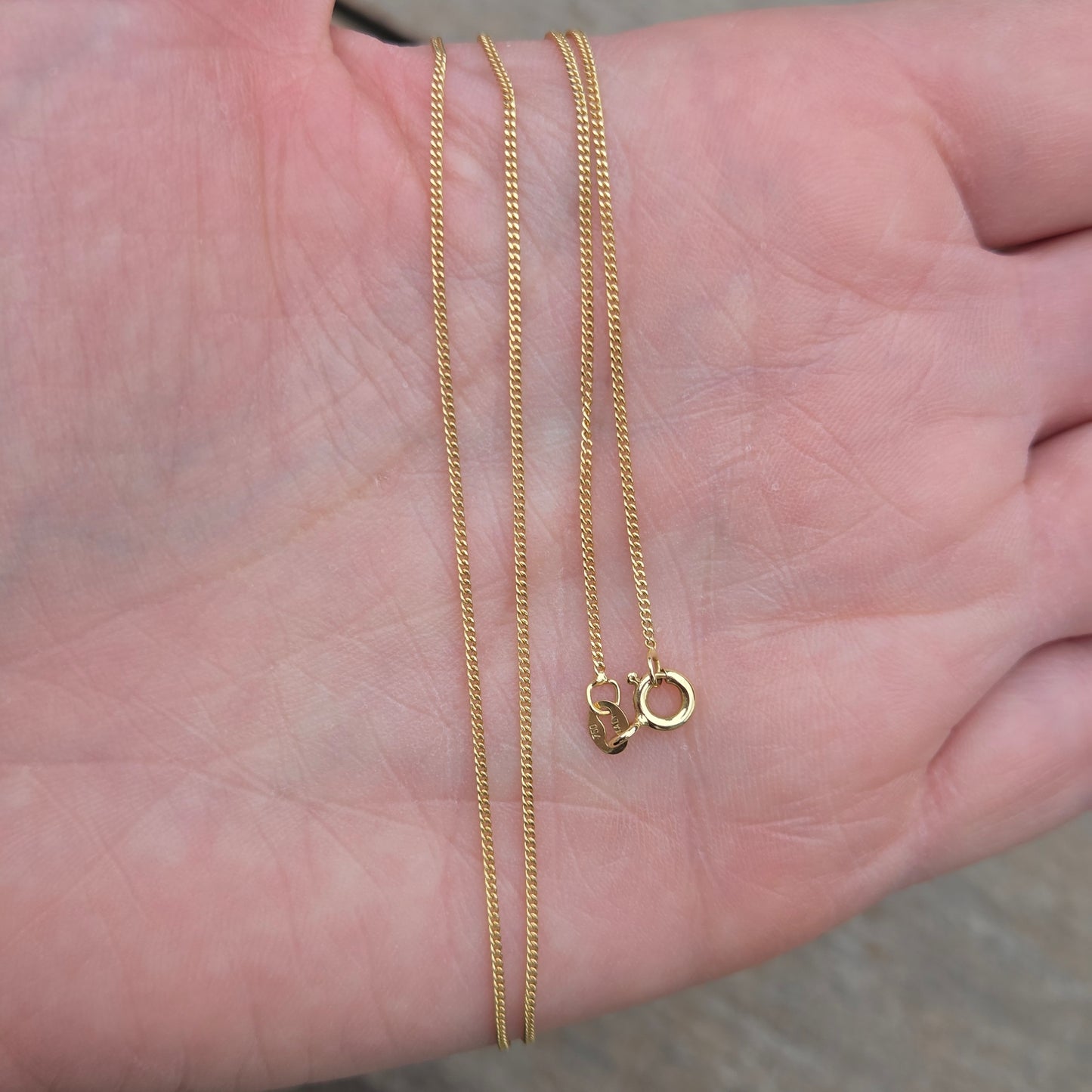 Vintage 1980's Italy Hallmarked Solid 18ct 18k Gold Curb Chain Necklace 18''