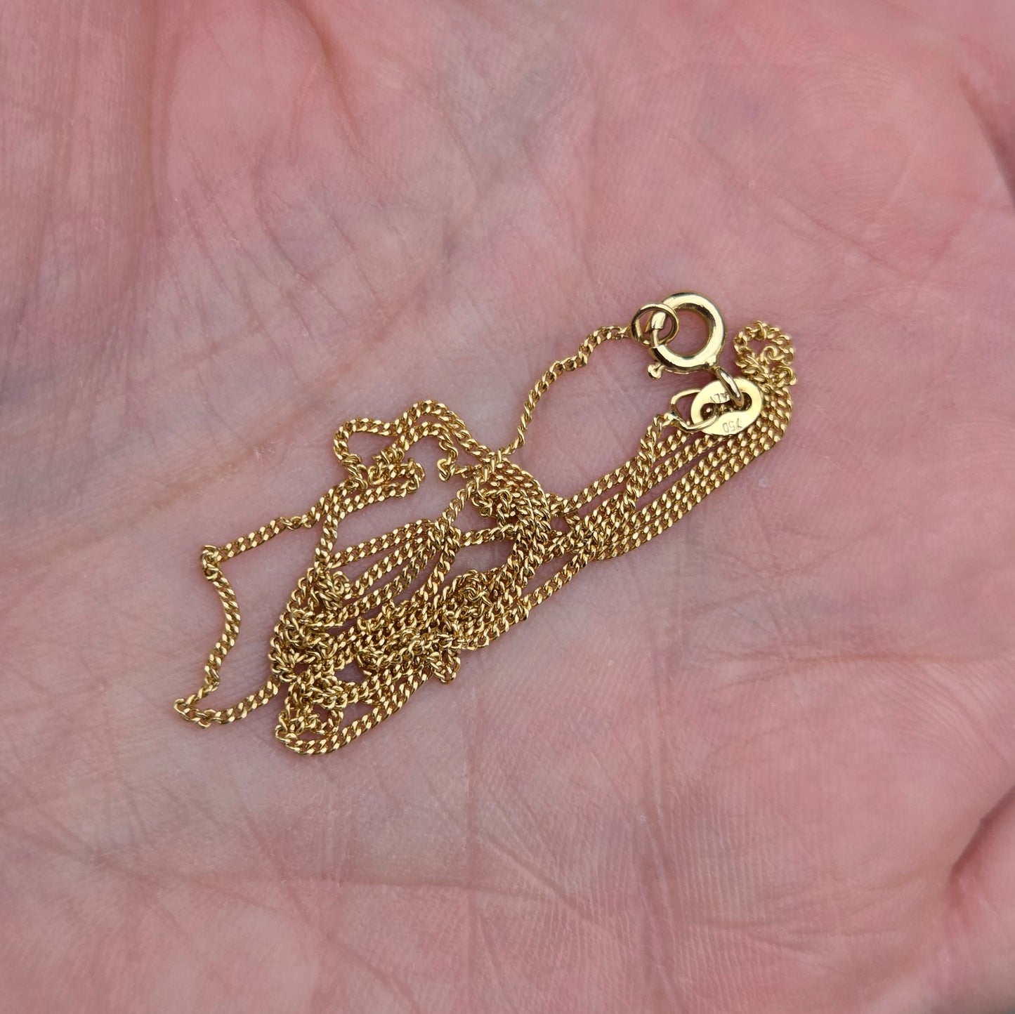 Vintage 1980's Italy Hallmarked Solid 18ct 18k Gold Curb Chain Necklace 18''