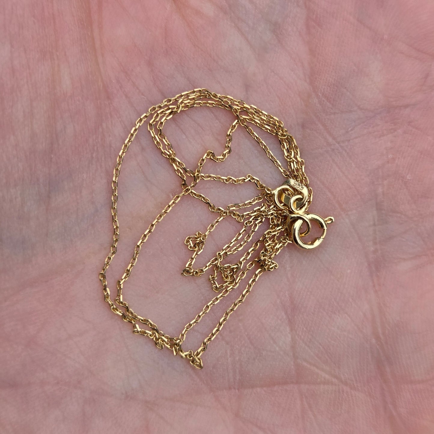 Vintage 1980's Hallmarked Solid 14ct 14k Gold Biker Cable Chain Necklace 17.5''