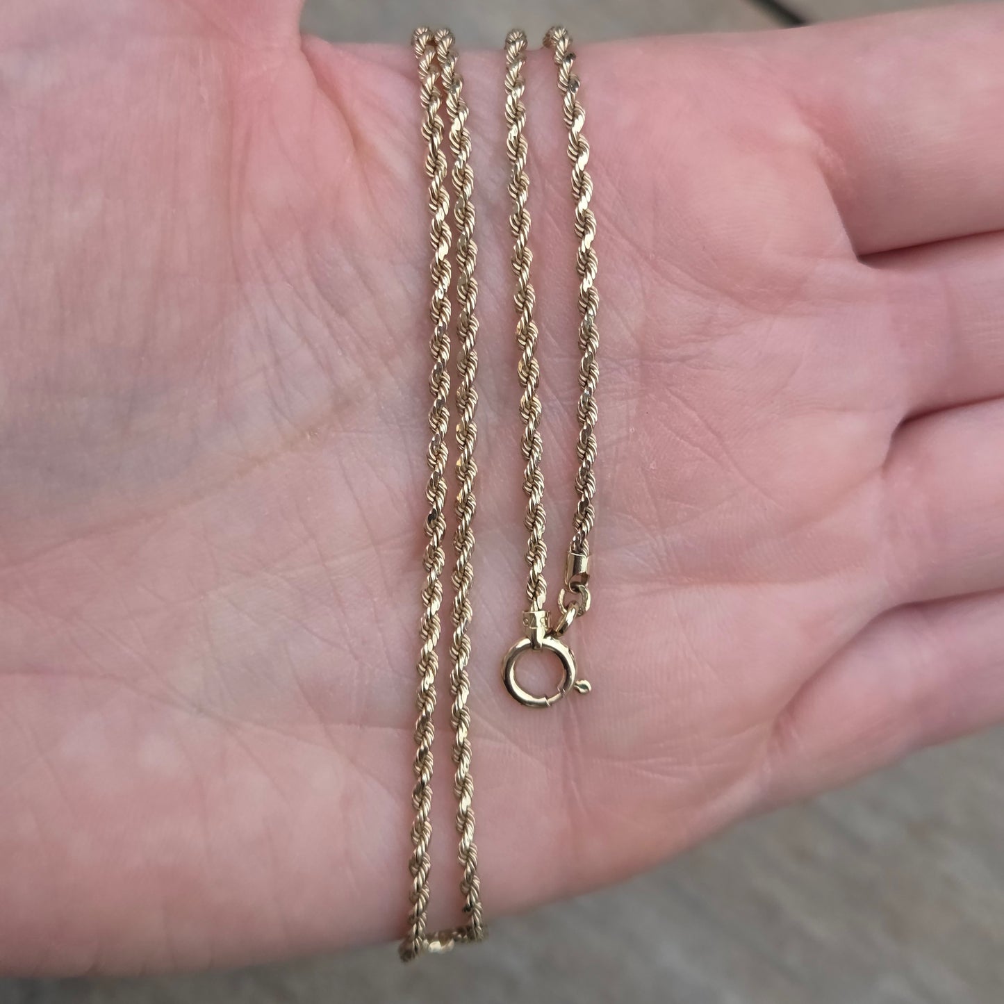 Vintage 1980's IBB Hallmarked Solid 9ct 9k Gold Facetted Rope Chain Necklace 18.25''