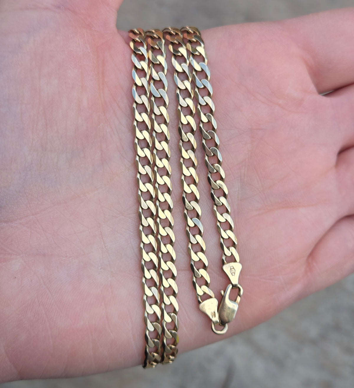 Vintage 1980's Hallmarked Solid 9ct 9k Gold Chunky Curb Chain Necklace 20.5''