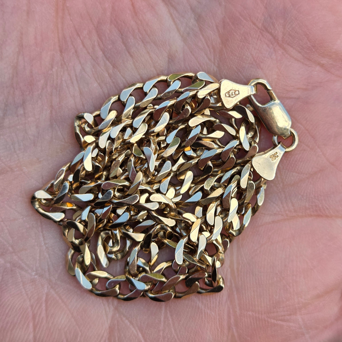 Vintage 1980's Hallmarked Solid 9ct 9k Gold Chunky Curb Chain Necklace 20.5''