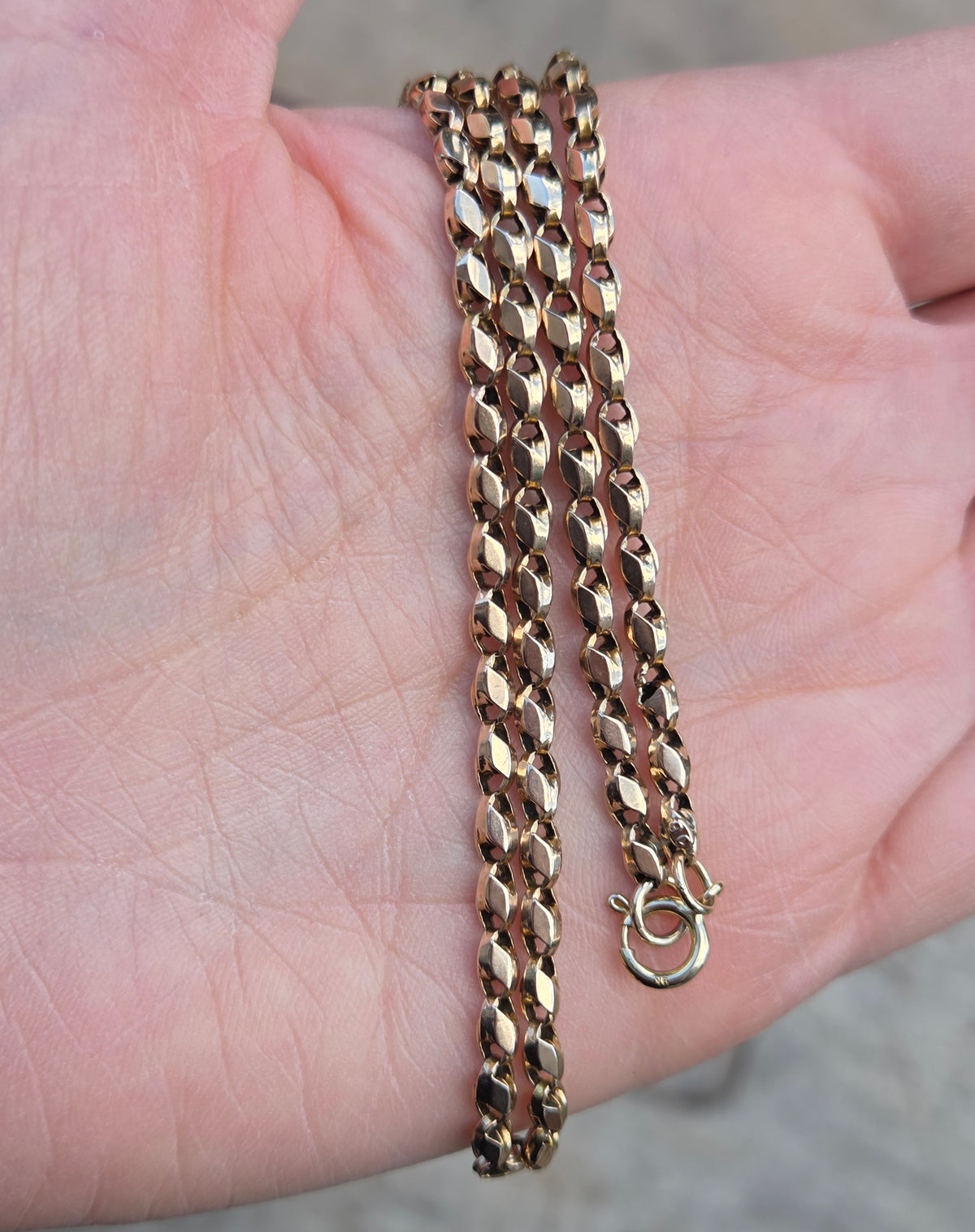 Antique Victorian Hallmarked Solid 9ct 9k Gold Tulip Cable Belcher Chain Necklace 19.5 ''