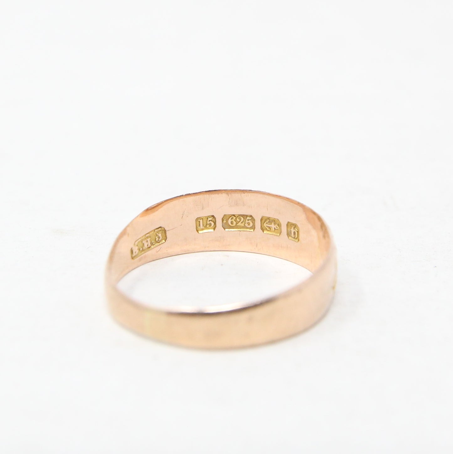 Antique 1882 Hallmarked Solid 15ct 15k Rose Gold Mizpah Wide Cigar Band Ring Size M