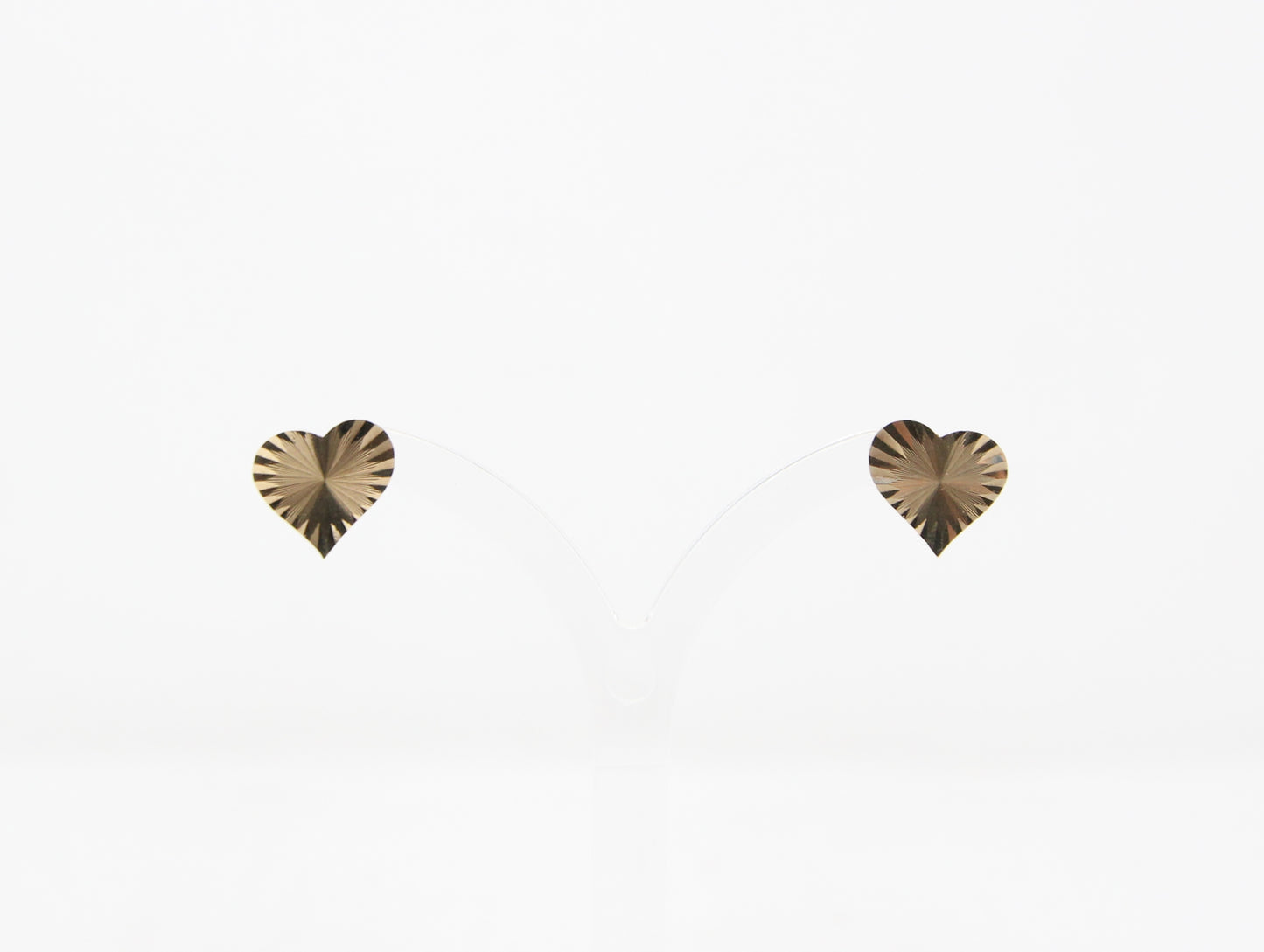 Vintage 1953 Hallmarked Solid 9ct 9k Gold Large Star Burst Heart Stud Earrings