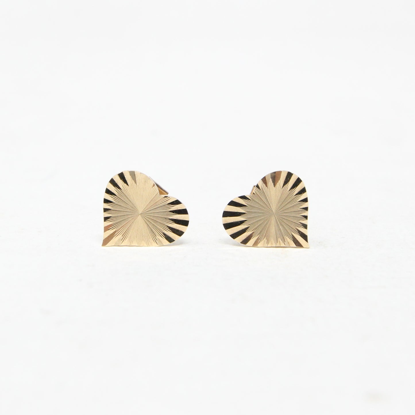 Vintage 1953 Hallmarked Solid 9ct 9k Gold Large Star Burst Heart Stud Earrings