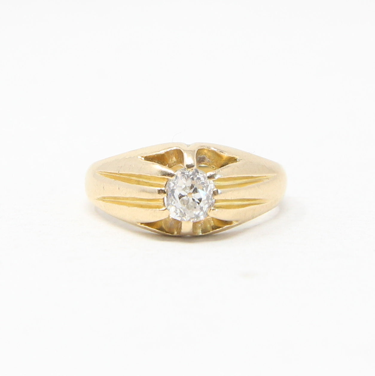 Antique Hallmarked Solid 18ct 18k Gold 0.65Ct Old Cut Diamond Signet Ring Size L 1/2 5.8g