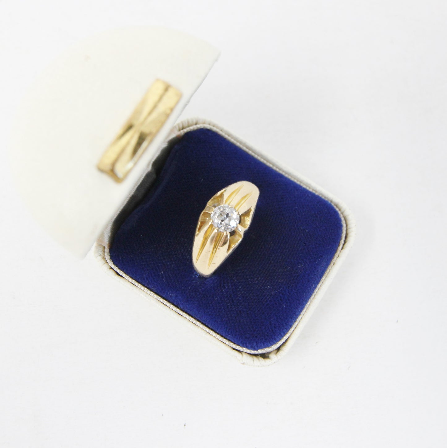 Antique Hallmarked Solid 18ct 18k Gold 0.65Ct Old Cut Diamond Signet Ring Size L 1/2 5.8g