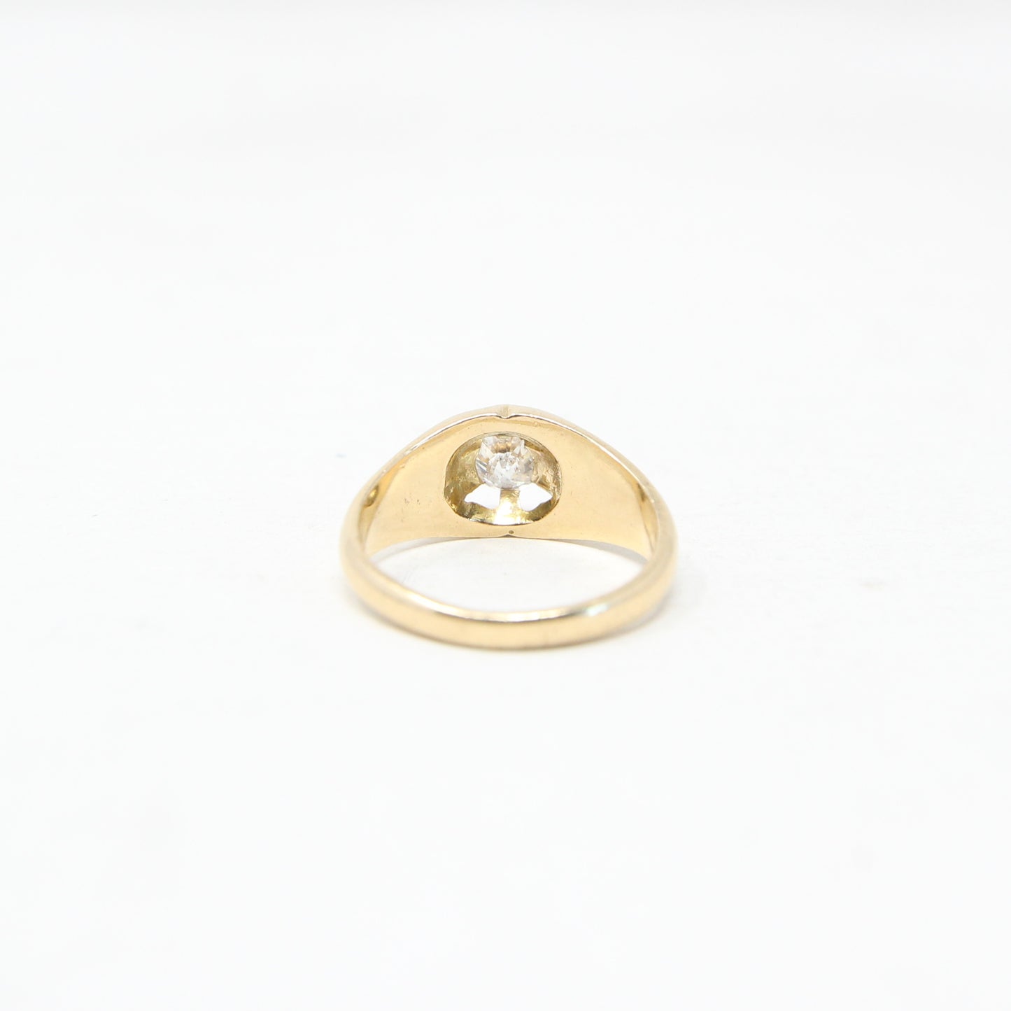 Antique Hallmarked Solid 18ct 18k Gold 0.65Ct Old Cut Diamond Signet Ring Size L 1/2 5.8g