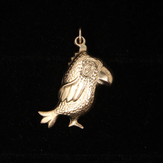 Vintage 1964 English Hallmarked Solid 9ct 9k Gold Large Parrot Bird Pendant