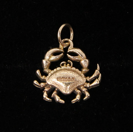 Vintage 1959 English Hallmarked Solid 9ct 9k Gold Crab Cancer Zodiac Pendant