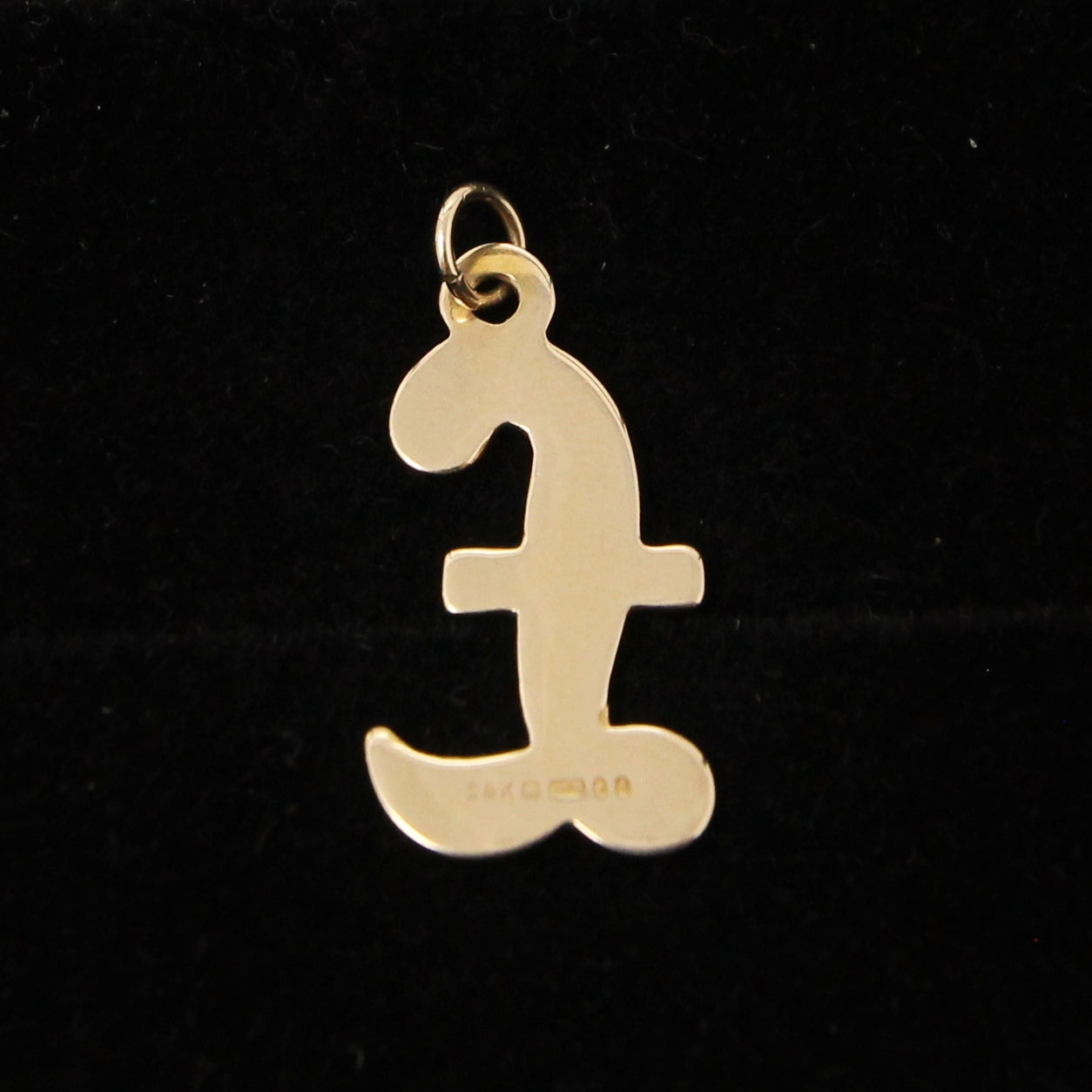 Vintage 1979 English Hallmarked Solid 9ct 9k Gold £ Pound Sign Pendant