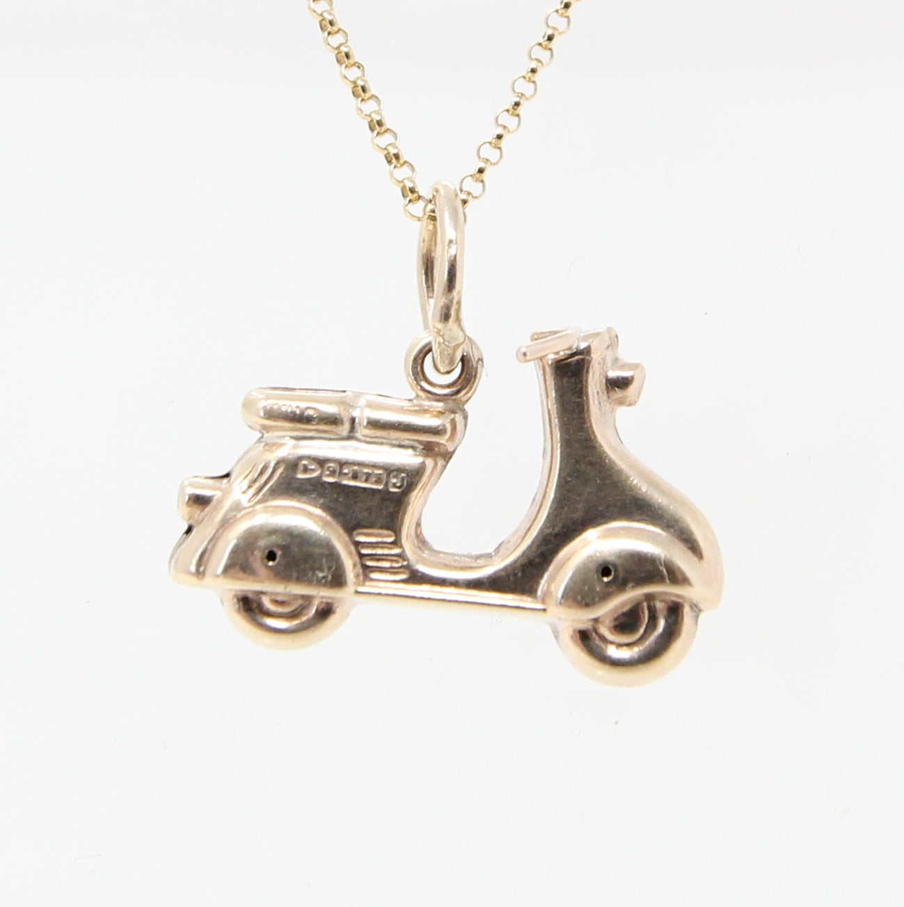 Vintage 1959 Chester Hallmarked Solid 9ct 9k Gold Vespa Scooter Pendant