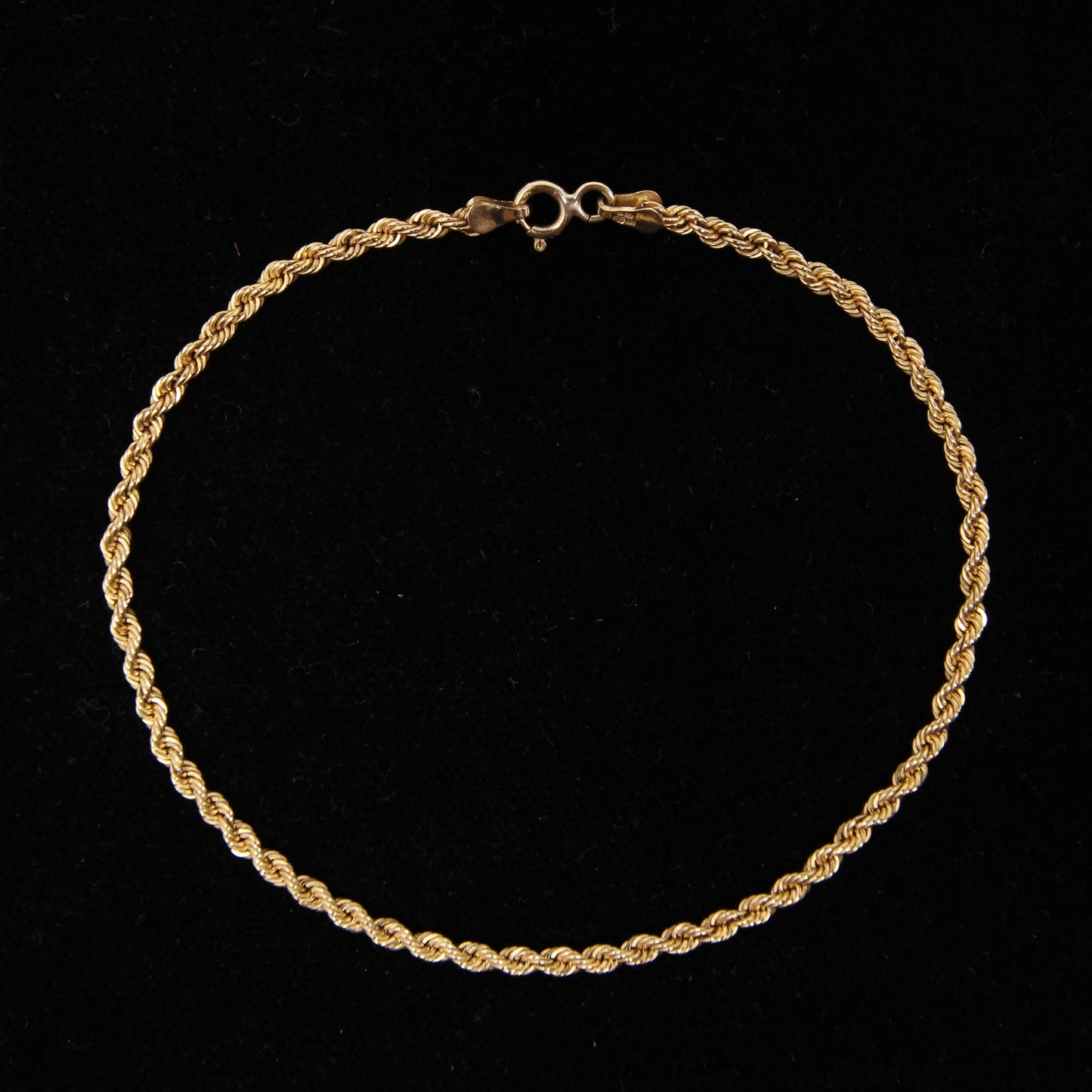 Vintage Hallmarked Solid 9ct 9k Gold Rope Chain Bracelet 7.25 ''