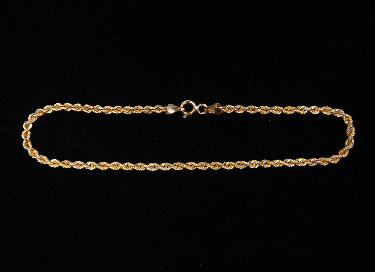 Vintage Hallmarked Solid 9ct 9k Gold Rope Chain Bracelet 7.25 ''