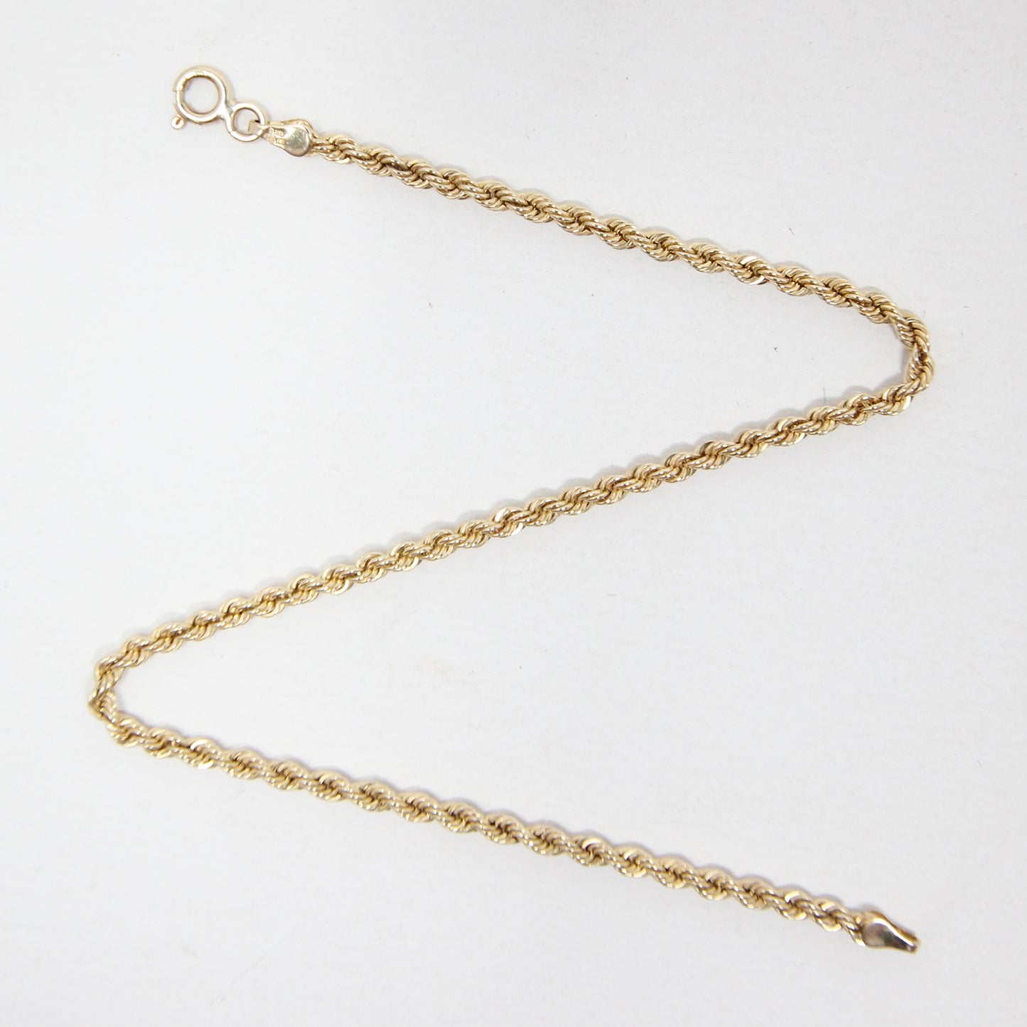 Vintage Hallmarked Solid 9ct 9k Gold Rope Chain Bracelet 7.25 ''