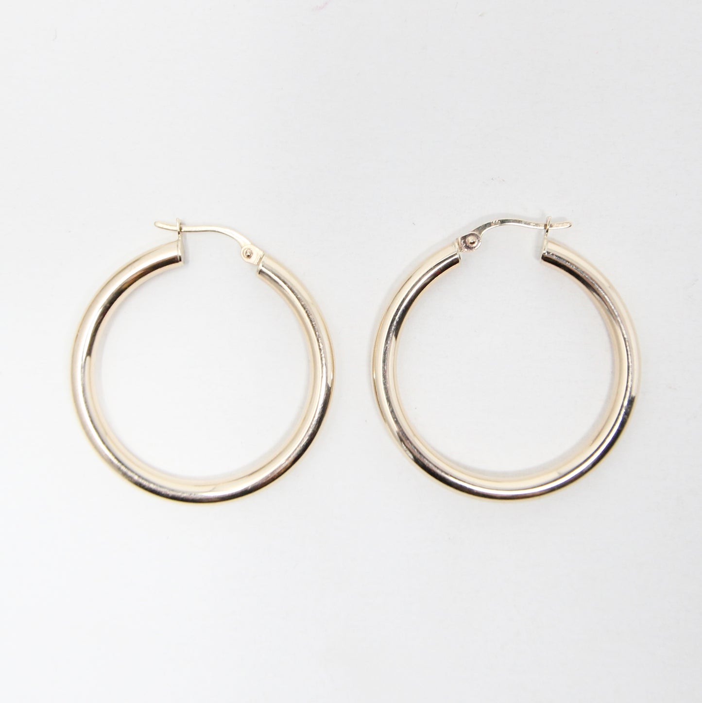 Vintage Hallmarked Solid 9ct 9k Gold Plain Smooth Large Hoop Earrings 3cm