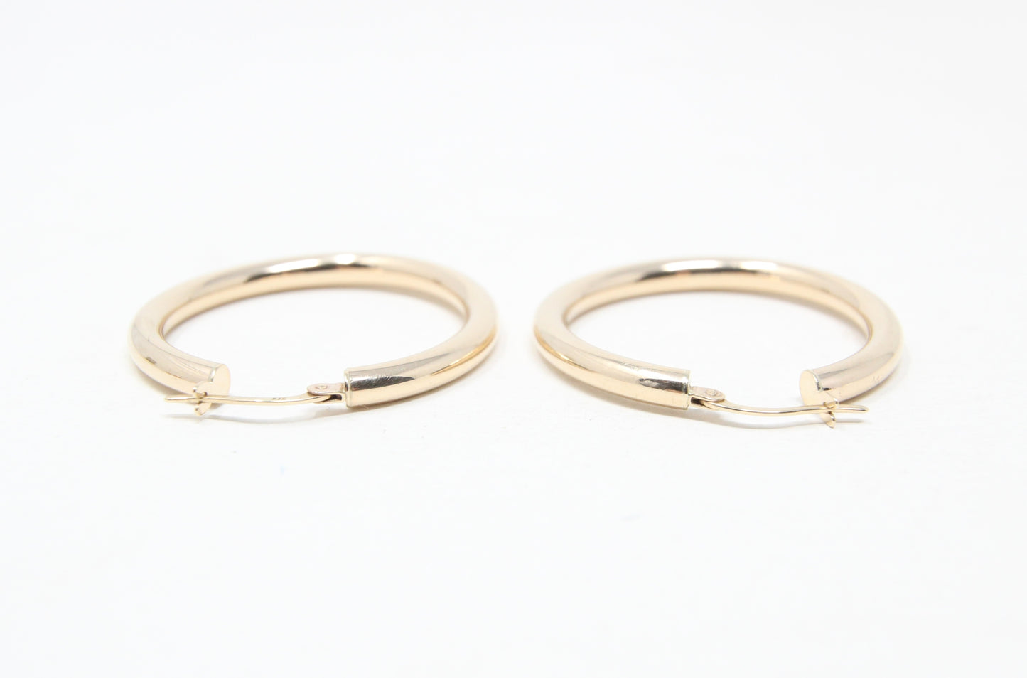 Vintage Hallmarked Solid 9ct 9k Gold Plain Smooth Large Hoop Earrings 3cm