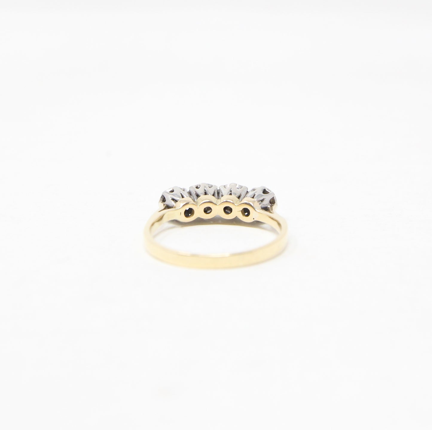 Antique Art Deco Hallmarked Solid 18ct 18k Gold 0.4Ct Diamond Half Eternity Ring Size N 1/2