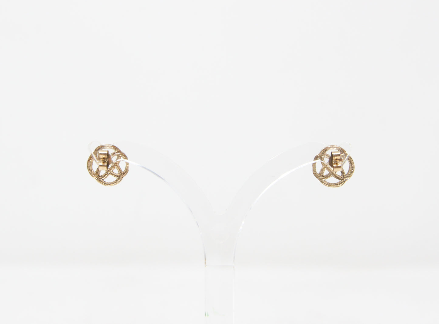 Vintage Solid 9ct 9k Gold Celtic Knot Stud Earrings