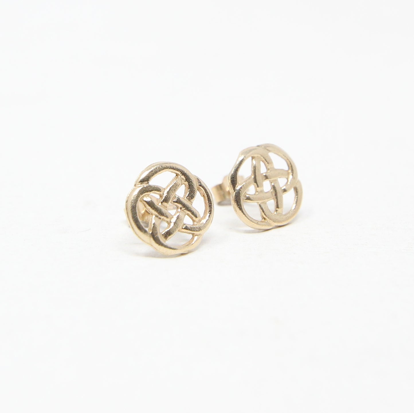 Vintage Solid 9ct 9k Gold Celtic Knot Stud Earrings