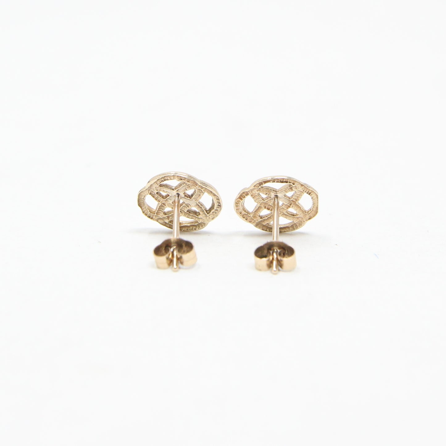 Vintage Solid 9ct 9k Gold Celtic Knot Stud Earrings