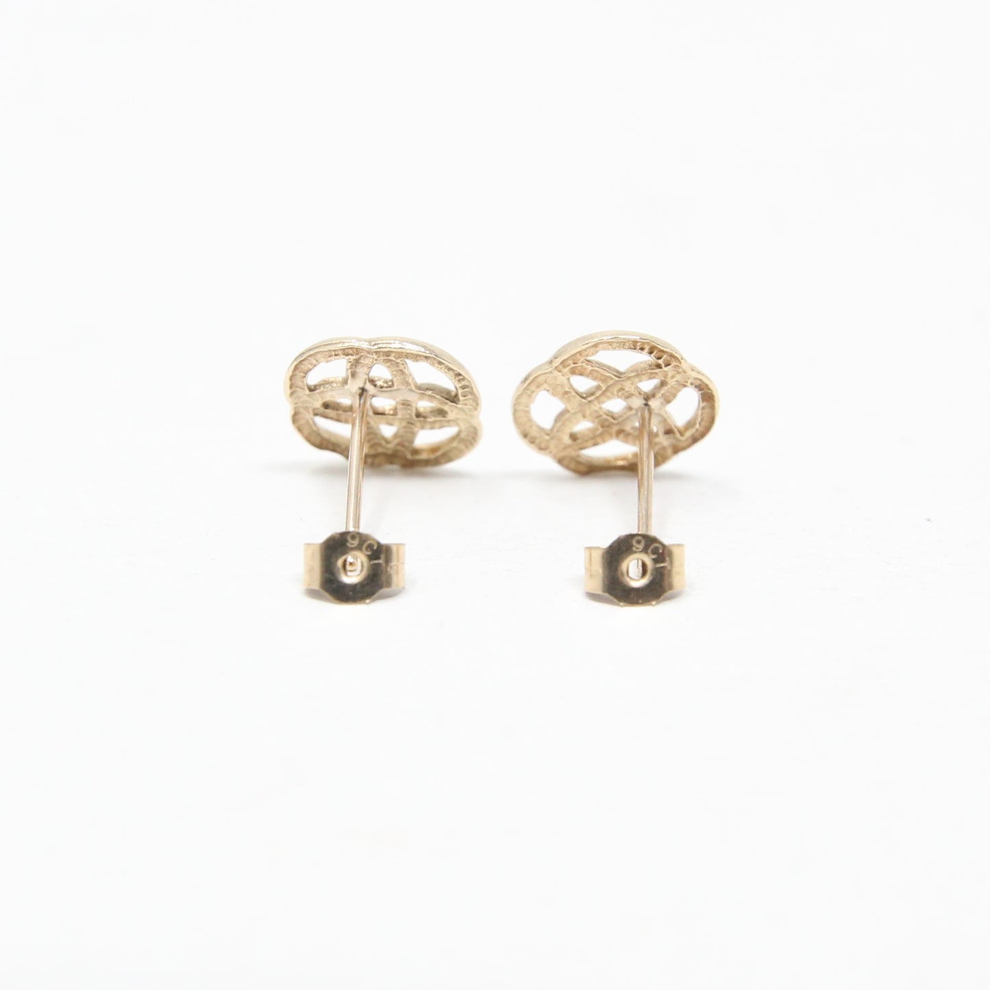 Vintage Solid 9ct 9k Gold Celtic Knot Stud Earrings