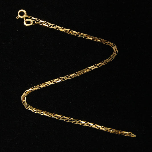 Vintage 1987 Hallmarked Solid 9ct 9k Gold Box Cable Chain Necklace 15''