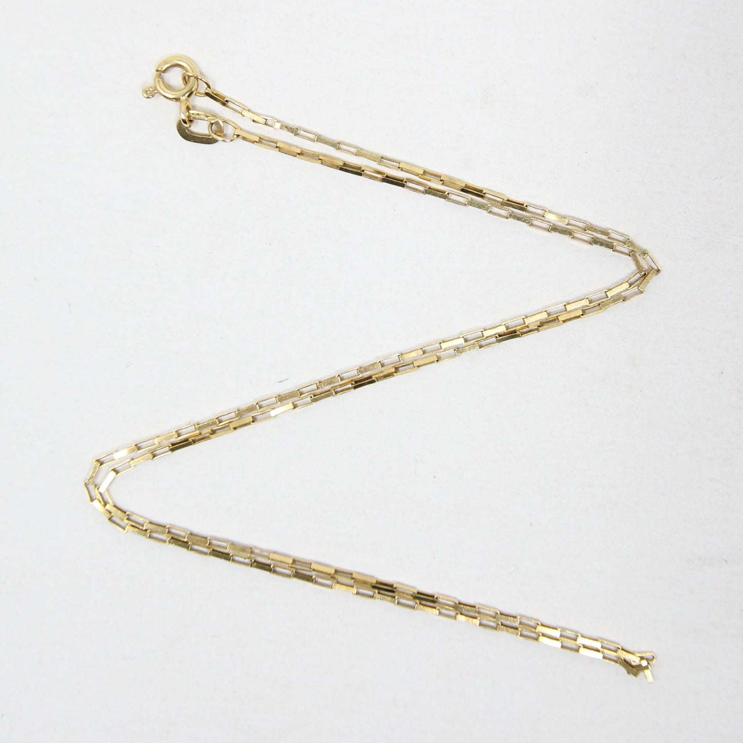 Vintage 1987 Hallmarked Solid 9ct 9k Gold Box Cable Chain Necklace 15''