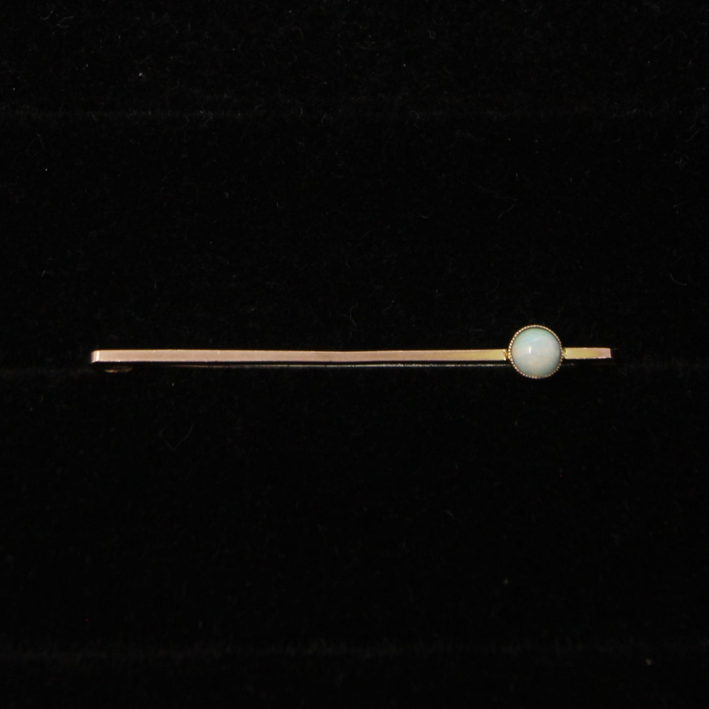 Antique Art Deco Hallmarked Solid 9ct 9k Gold Bezel Opal Bar Brooch Safety Pin