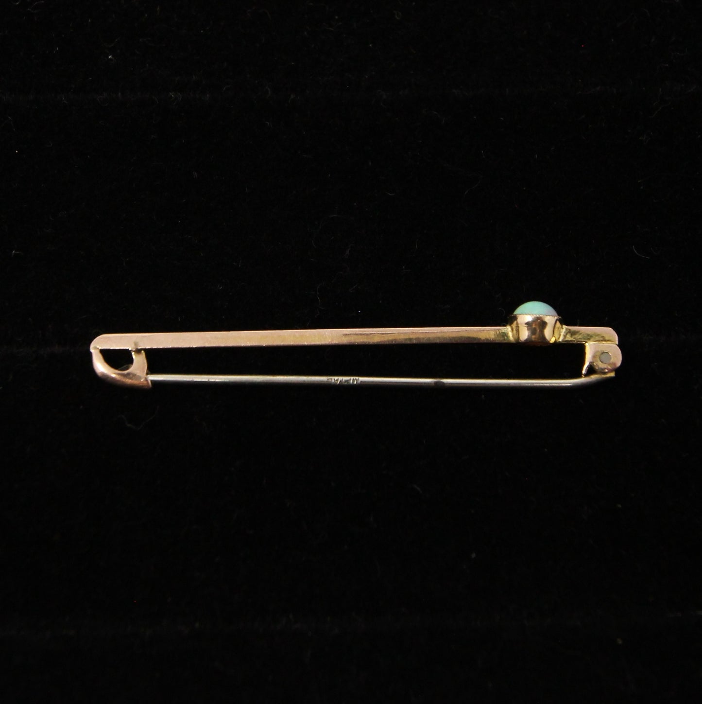 Antique Art Deco Hallmarked Solid 9ct 9k Gold Bezel Opal Bar Brooch Safety Pin